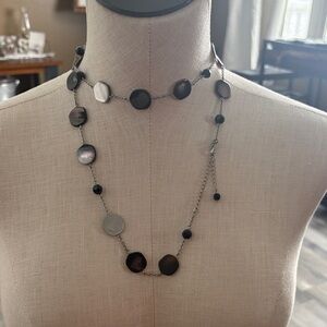 Lia Sophia Black and Silver Disc Necklace